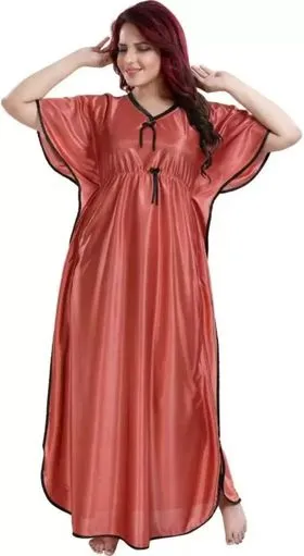Women's Satin Kaftan Nightie, 51 Inch Long