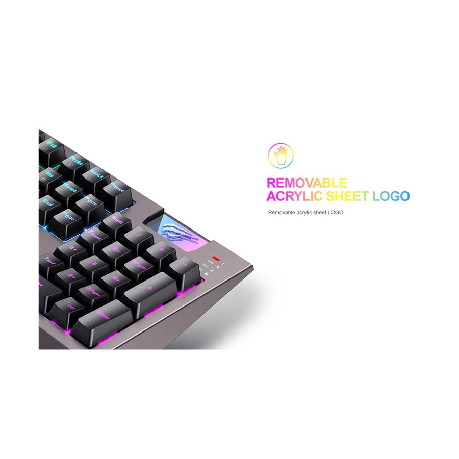 Havit KB872L RGB Blue Switch Mechanical Gaming Keyboard, Black-Ochre