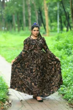 Fully Stitched Printed Pori Gown for Women, Free Size up to 44