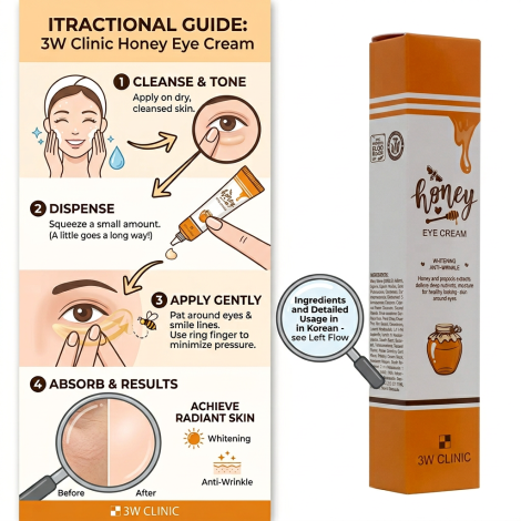 3W Clinic Honey Whitening Anti-Wrinkle Eye Cream 40ml (Korea)