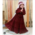Little Girls' Cherry Fabric Borka and Hijab, Sizes 26 to 34