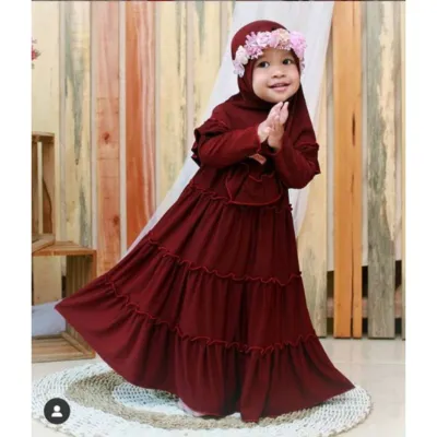 Small Girls' Borka Full Set with Hijab, Ages 2 to 6, 6 Colours