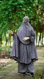 Linen Khimar and Palazzo Set with Niqab, 5 Colours
