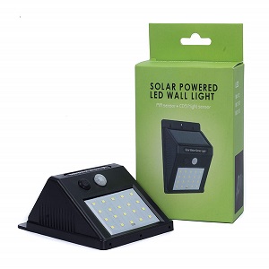 Solar Powered LED Wall Light, Motion PIR Sensor, and CDS Night Sensor
