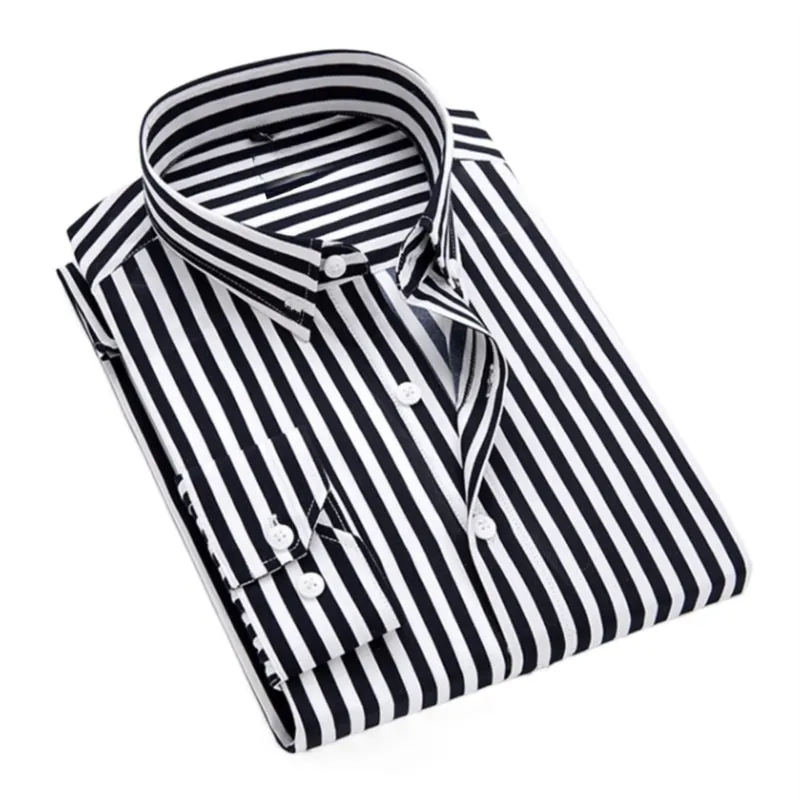Men's Long Sleeve Stripe Print Shirt, Pure Cotton, M to XXL