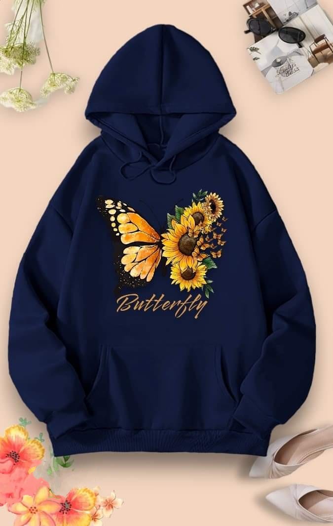 Women's Fleece Winter Hoodie, DTF Print, Sizes L and XL, 4 Colours