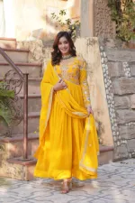 Women's Sequin Embroidered Georgette Party Gown Three Piece