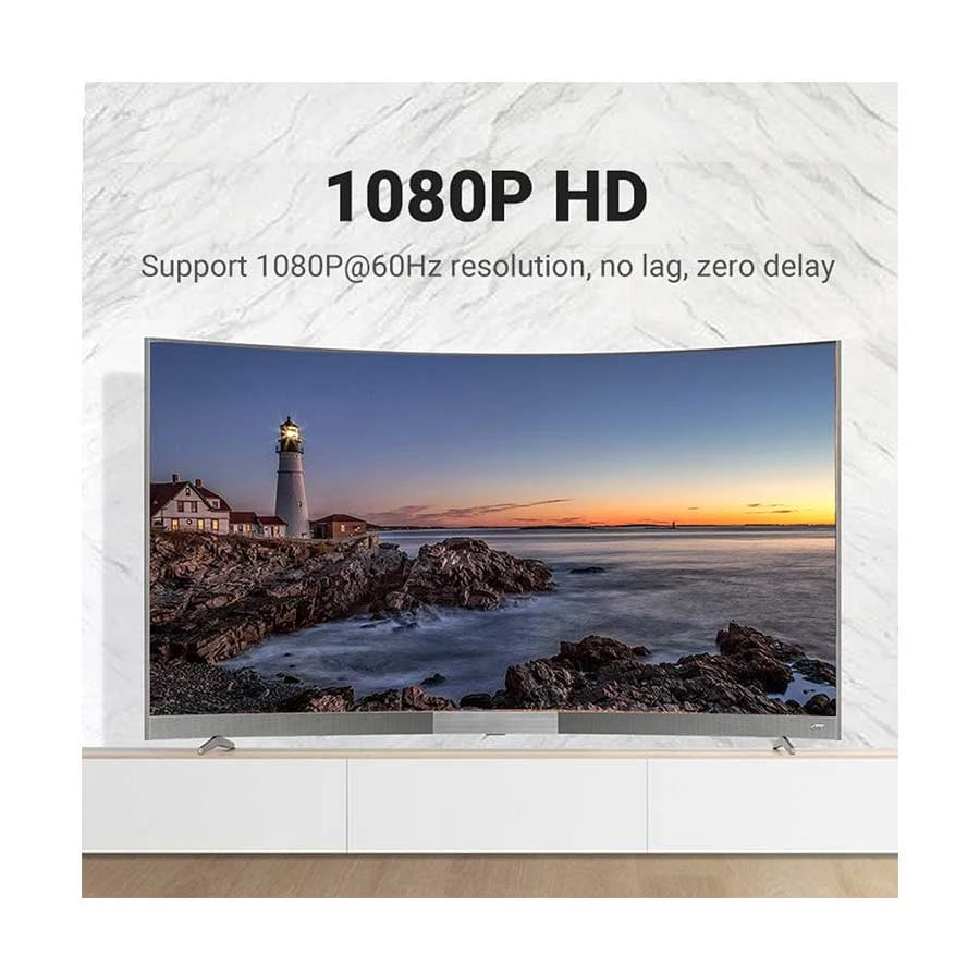 Vention DBABF VGA 1 In 2 Out Splitter, 1 Meter, Black & Gold