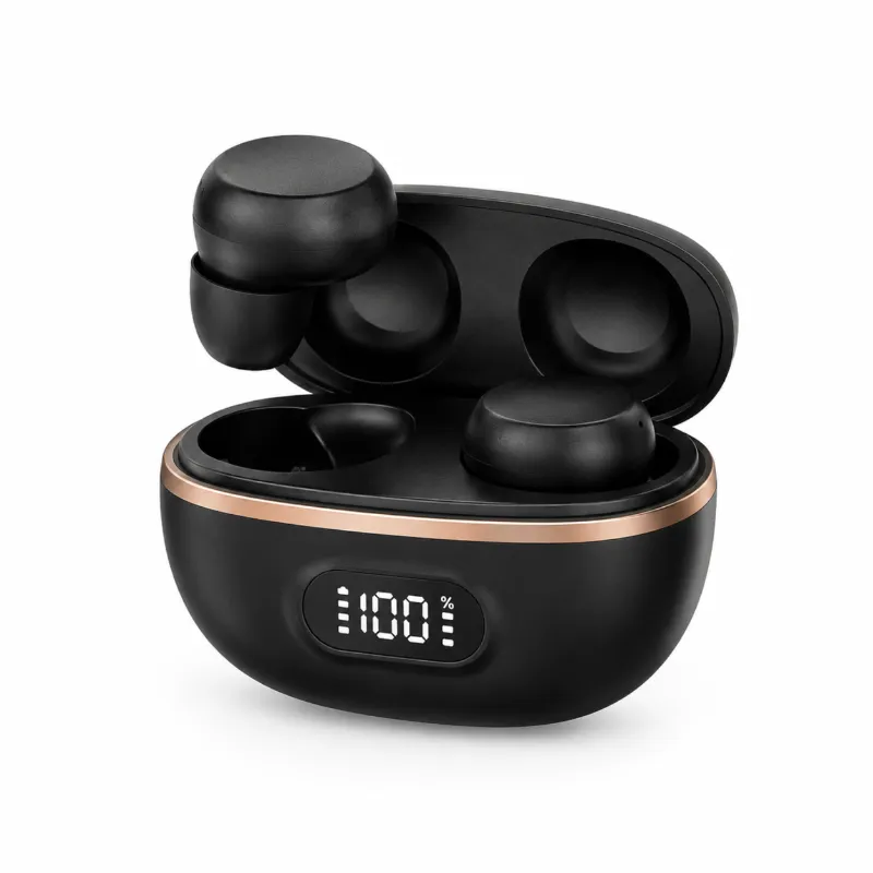 HnB Y17 Mini True Wireless Earbuds – Ultra-Compact In-Ear TWS with Matte Black Finish, Digital LED Battery Display & 20H Playtime