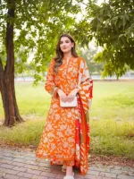 Micro Stitch Digital Print Three Piece with Bindu Orna