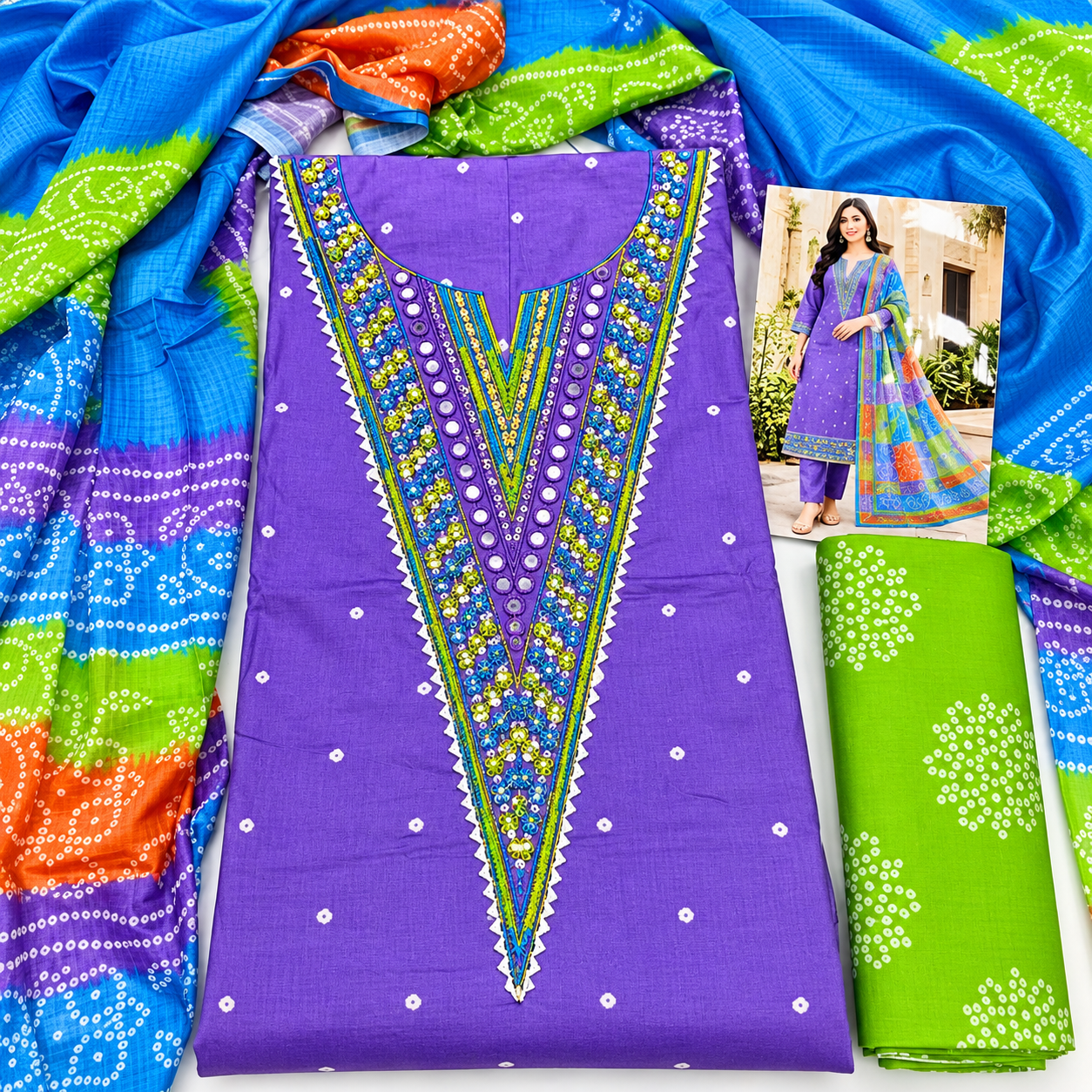 Charizma Boutique Premium Cotton Printed & Embroidered 3-Piece Unstitched Suit