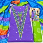 Charizma Boutique Premium Cotton Printed Embroidered 3-Piece Unstitched Suit Royal Purple