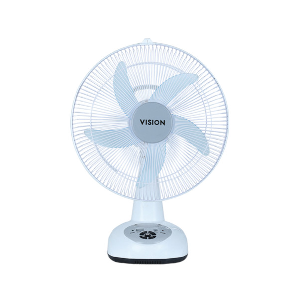 VISION Rechargeable Table Fan 14'' White With USB Charger