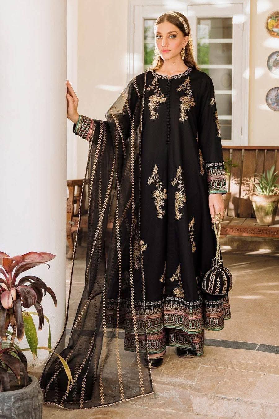 Women's AC Cotton Afsan Print Three Piece with Organza Orna