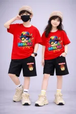 Kids' 200 GSM Drop Shoulder Tee and Pant Set, Sizes 2-3Y and 4-5Y