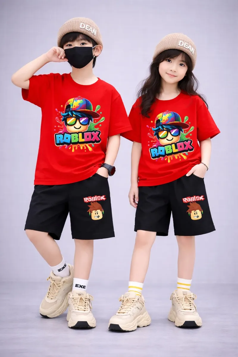 Kids' 200 GSM Drop Shoulder Tee and Pant Set, Sizes 2-3Y and 4-5Y