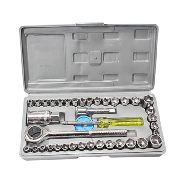 40 Pcs Combination Socket Wrench Set With Box – Silver