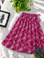 Women's Linen Skirt, Free Size Waist 28 to 44, 39 Inch Long