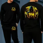 Men's Long Sleeve Drop Shoulder Cotton Tee and Trouser Set