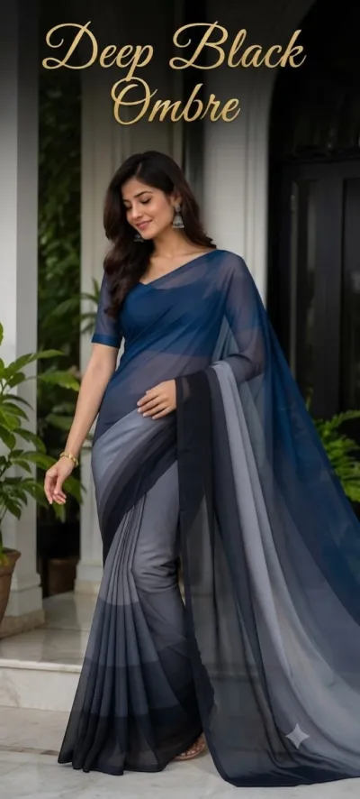 Rongdhonu Georgette Saree for Party and Casual Wear, 5 Colours