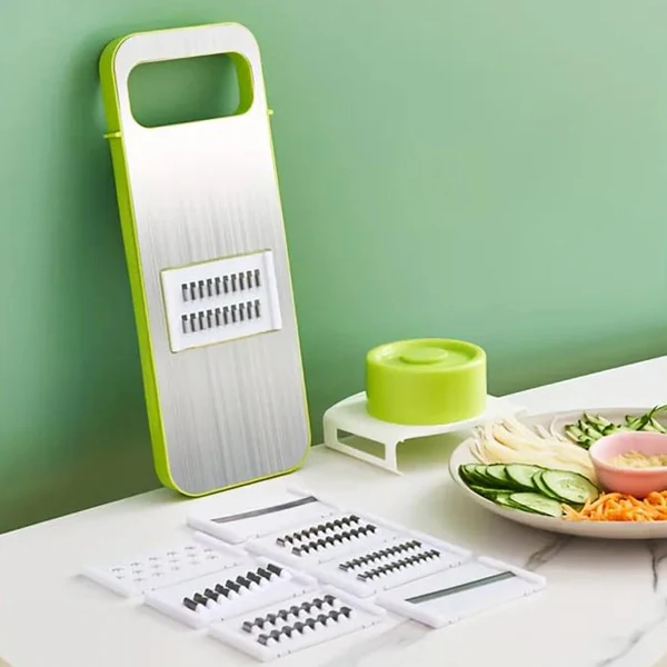 Manual Food Grater & Slicer with Stainless Steel Blades – Multi-Functional Vegetable, Fruit & Cheese Cutter for Kitchen Prep