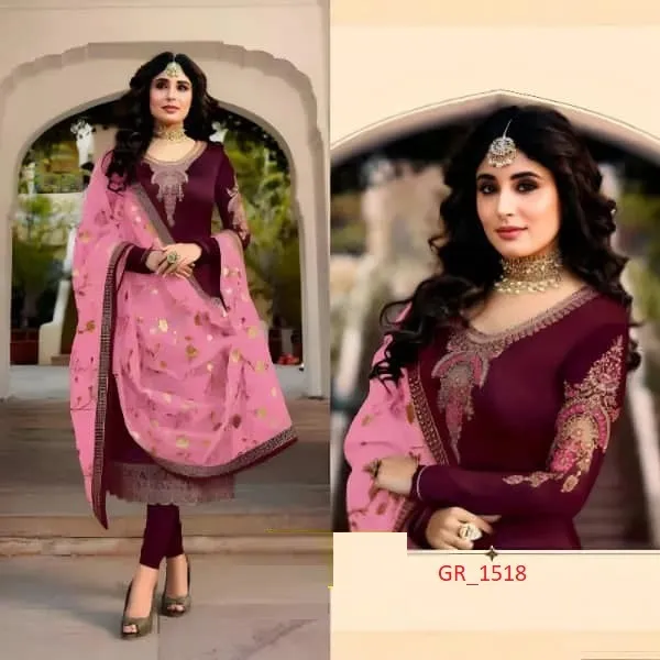 Soft Georgette Four Piece with Unstitched Salwar, 4 Colours