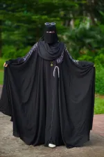Abaya, Inner and Hijab Set with Lace Work, Free Body Size