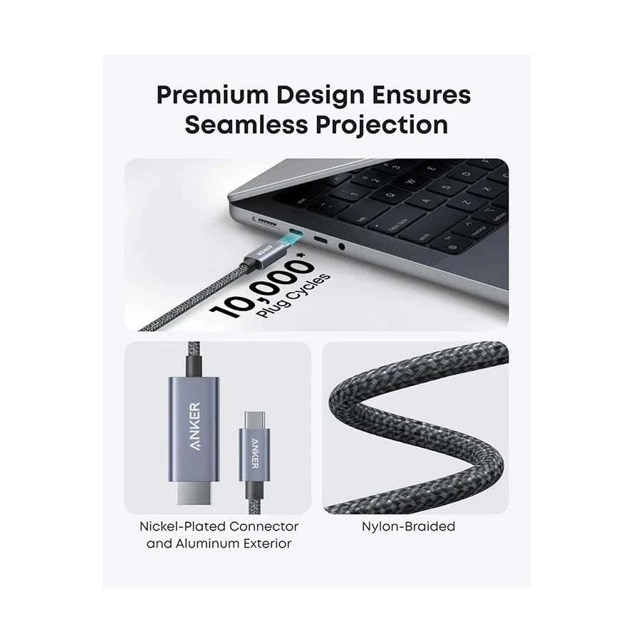 Anker Nano A87E0H12 USB-C to HDMI 4K 1.8 Meter Black Braided Cable