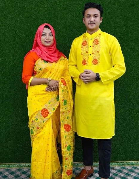 Dhopean Silk Sharee & Panjabi Couple Dress