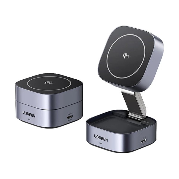 Ugreen W702 15W Grey Qi2 2-in-1 Magnetic Wireless Charger