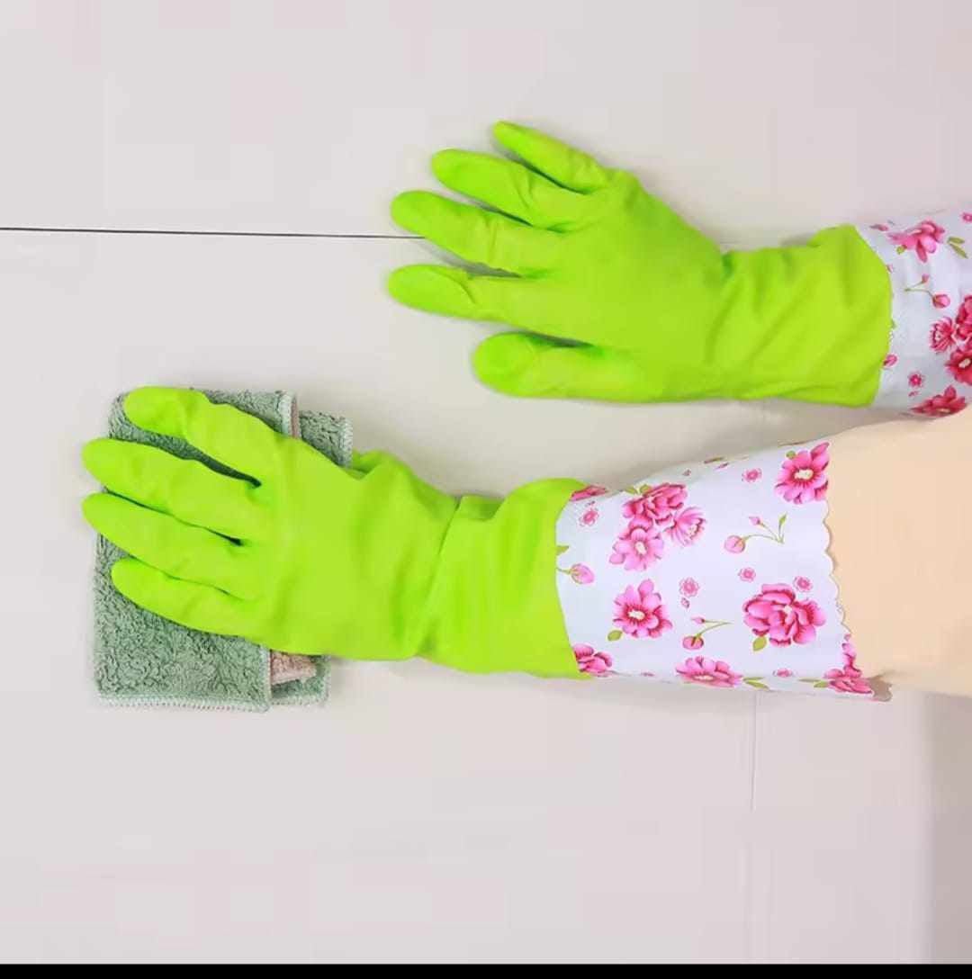 Rubber Cleaning & Kitchen Dishwashing Gloves – Durable, Waterproof & Heat-Resistant Multipurpose Gloves with Non-Slip Grip for Household Cleaning (Multi-Colors)