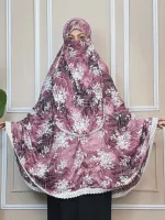 Viscose Cotton Long Hijab with Niqab, Back 50 Inch, 6 Colours