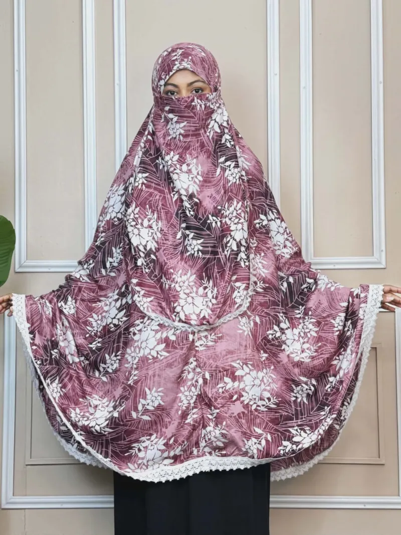 Viscose Cotton Long Hijab with Niqab, Back 50 Inch, 6 Colours