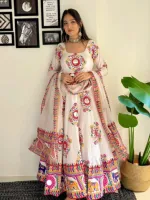 Women's Digital Print Gown Three Piece with Dollar Work, Full Sleeve