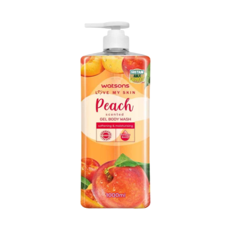 Watsons Love My Skin Peach Scented Gel Body Wash 1000ml (Malaysia)