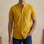 Fashionable half-sleeve shirt for men ( Yellow)