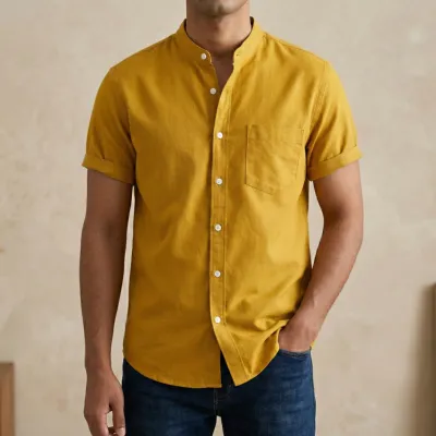 Fashionable half-sleeve shirt for men ( Yellow)