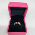 vibrant gold ring adorned with colorful gemstones,