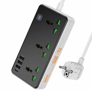 Hoco Power strip “AC7A Storm” 3 sockets EU Plug-Black Color