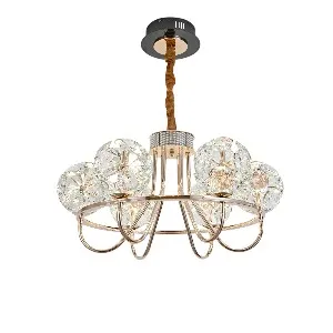 Qulik Modern Crystal Chandelier 6 Circle-shaped Hanging LED Ceiling Light (QL-3321-610-6)