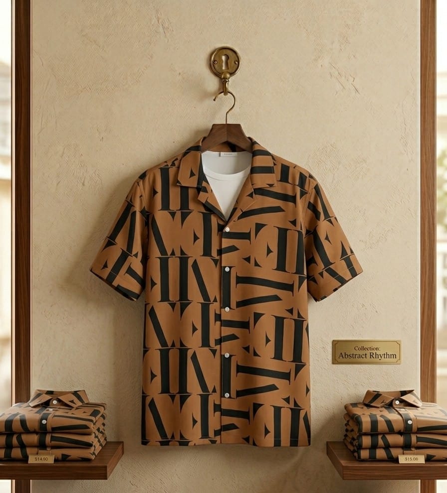 Men's Stretch Micro Stitch Print Half Sleeve Shirt, M to XXL