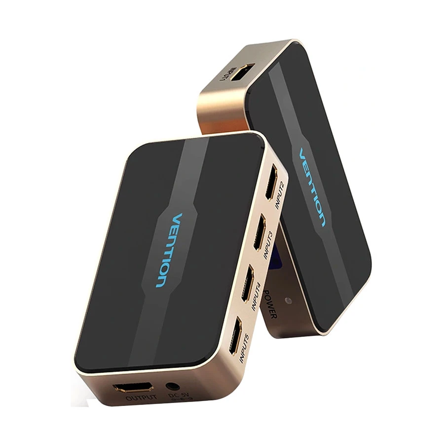 Vention ACDG0 5 In 1 Out 4K HDMI Switcher with Remote, Gold