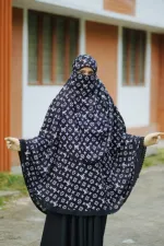 Long Cotton Hijab with Niqab, Viscose Cotton, Back 50 Inch
