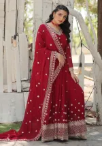 Weightless Georgette Party Gown Three Piece with Sequin and Zari Work