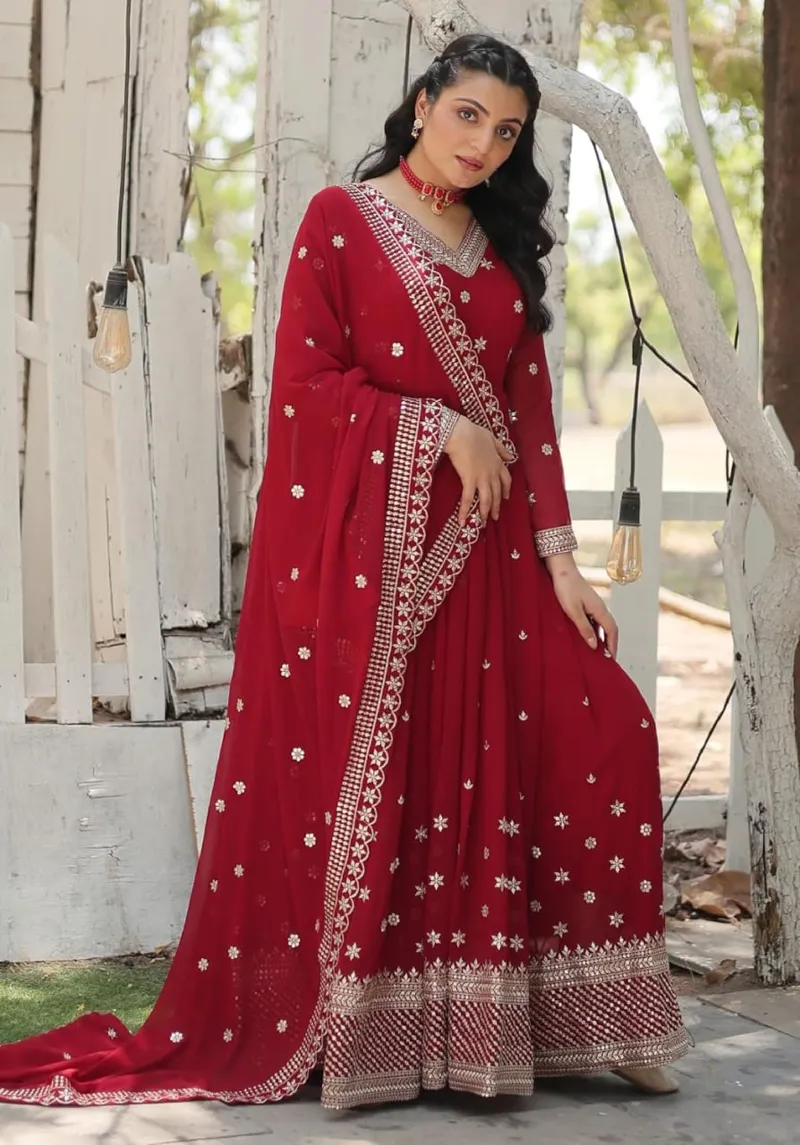 Weightless Georgette Party Gown Three Piece with Sequin and Zari Work