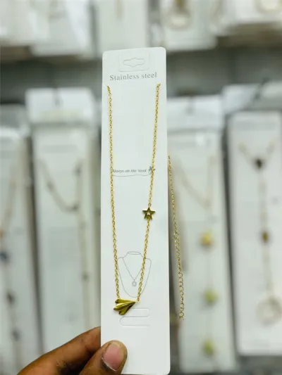Anti-Tarnish Paper Plane & Star Chain Necklace