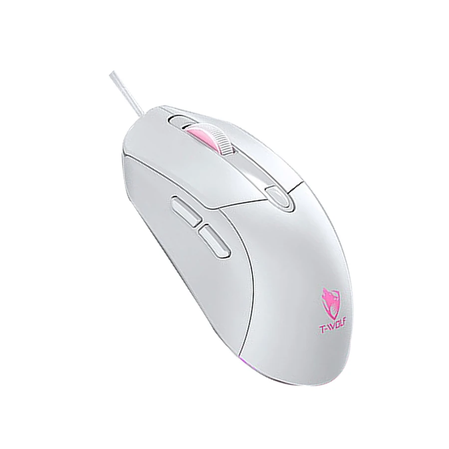 T-Wolf G550 RGB Gaming Mouse White with Purple Gengar Kuromi Sticker