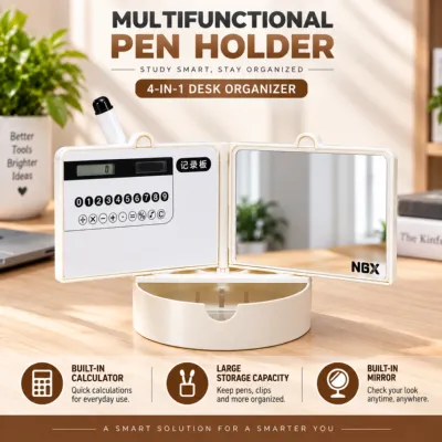 4 in 1 Smart Desk Organizer with Calculator, Whiteboard & Mirror