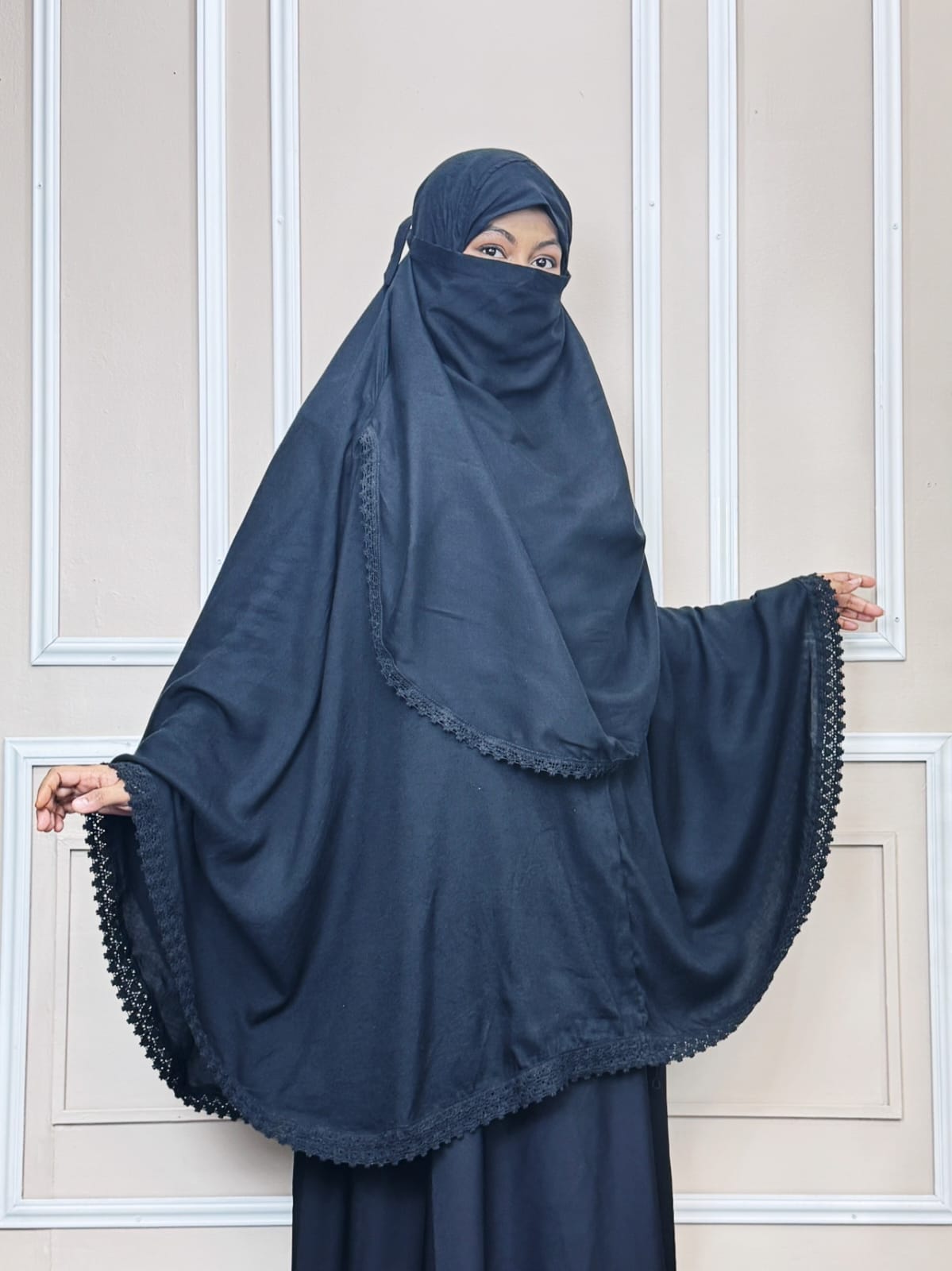 Cotton Hijab with Niqab in Viscose Cotton, Front 45 Inch, 6 Colours
