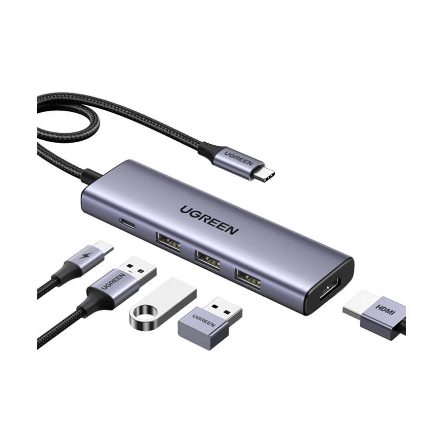 UGREEN CM511 (15596) Type-C to HDMI, Tri USB & Type-C 100W Hub Gray